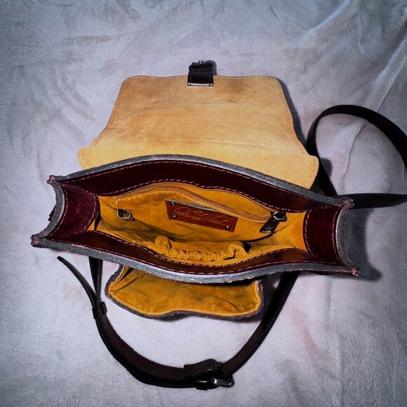 Patricia Nash Lari Small Plum Distressed Leather Crossbody Purse - Picture 11 of 12